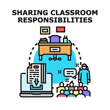 Sharing classroom responsibilities and educational duties Stock Illustration