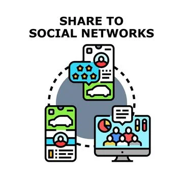 Sharing content across online virtual communities Stock Illustration