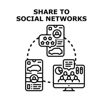 Sharing content across online virtual communities Stock Illustration