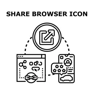 Sharing content from browser to mobile application concept Stock Illustration