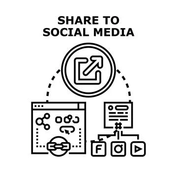 Sharing content to social media platforms concept Stock Illustration
