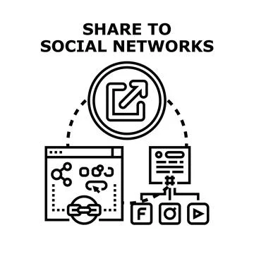 Sharing content to social networks concept illustration Stock Illustration