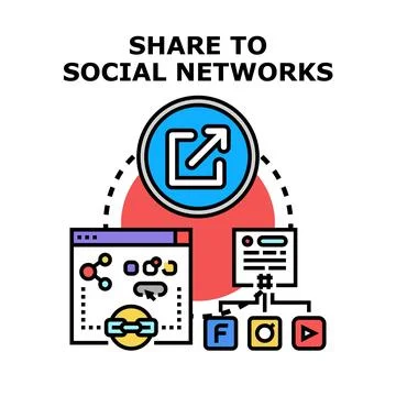 Sharing content to social networks concept illustration イラスト素材