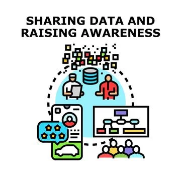 Sharing data and raising awareness concept vector Illustrazione stock
