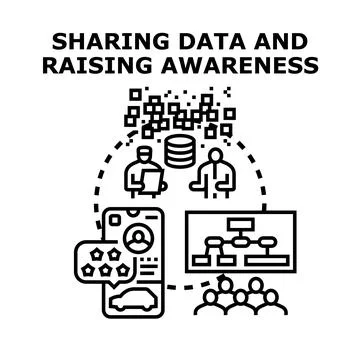 Sharing data and raising awareness concept vector Stockillustratie