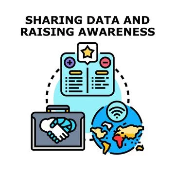 Sharing data and raising awareness concept illustration Illustrazione stock