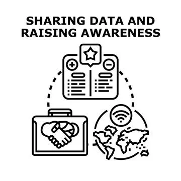 Sharing data and raising awareness concept illustration Stock Illustration