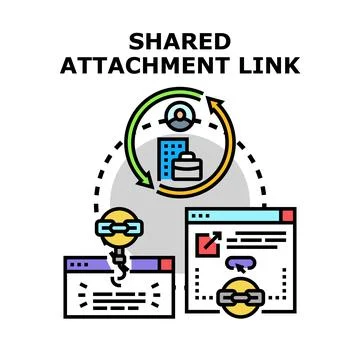 Sharing digital attachments and collaborating on links Stock Illustration