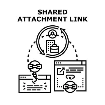 Sharing digital attachments and collaborating on links Stock Illustration