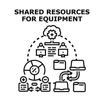 Sharing digital resources and it equipment management concept Stock Illustration