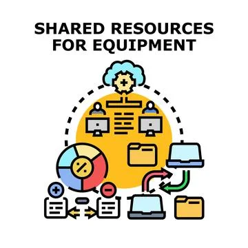 Sharing digital resources and it equipment management concept 库存插图
