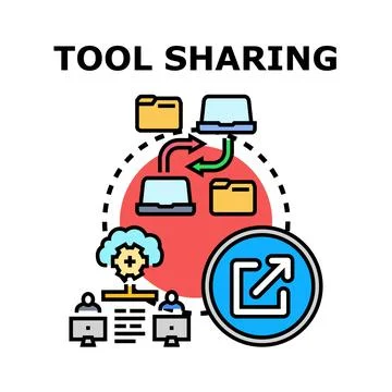 Sharing digital tools resource collaboration concept Stock Illustration
