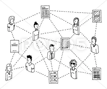 Sharing documents / data network Stock Illustration