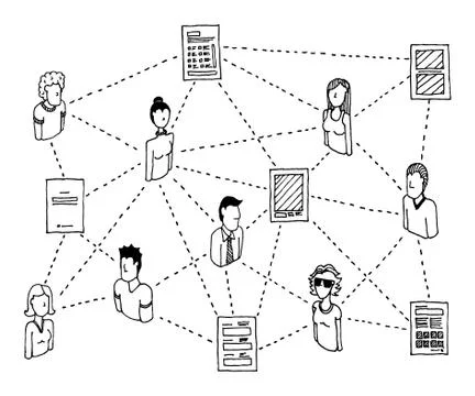 Sharing documents / data network Stock Illustration