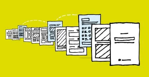 Sharing documents / select and edit page or printing queue Stock Illustration
