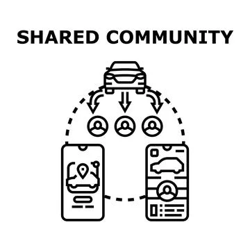 Sharing economy community using mobile application for carpooling Stock Illustration