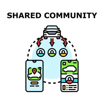 Sharing economy community using mobile application for carpooling イラスト素材