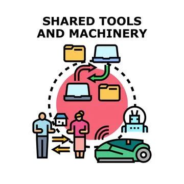 Sharing economy concept, tools, and machinery Stock Illustration