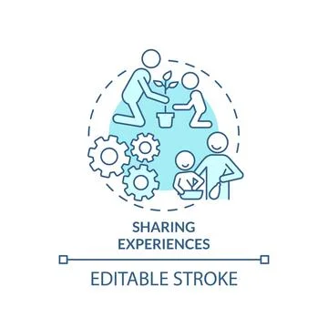 Sharing experiences turquoise concept icon Stock Illustration