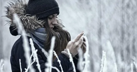 Sharing with feelings or thoughts, in winter time Stock Photos