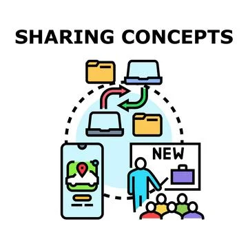 Sharing information and concepts across digital platforms Stock Illustration