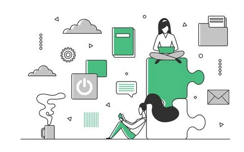 Sharing information sources and data exchange Stock Illustration