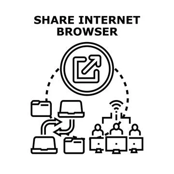 Sharing internet browser content online collaboration Stock Illustration