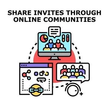 Sharing invites through online virtual communities network Stock Illustration