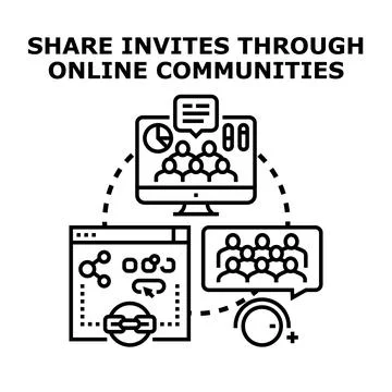Sharing invites through online virtual communities network Stock Illustration