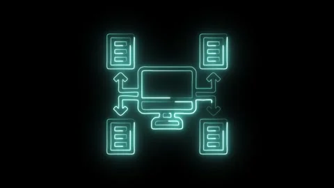 Sharing Isolated on Black Background Neon Data Transfer Animation Stock Footage 329117174