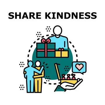 Sharing kindness concept loop with support and gifts Stock Illustration