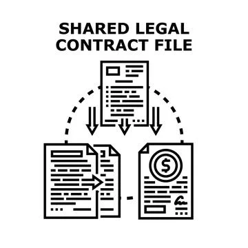 Sharing legal contract file data document concept Stock Illustration