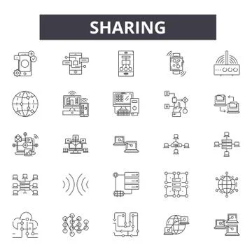 Sharing line icons, signs, vector set, linear concept, outline illustration Stock Illustration
