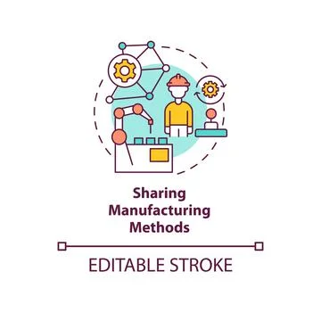 Sharing manufacturing methods concept icon Illustrazione stock