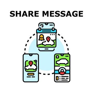 Sharing message and location data via mobile devices Stock Illustration