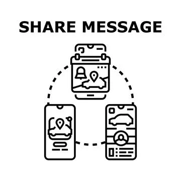 Sharing message and location data via mobile devices Stock Illustration