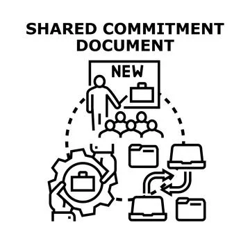 Sharing new commitment document with team strategy planning Stock Illustration