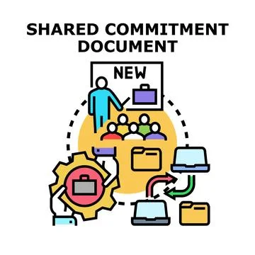 Sharing new commitment document with team strategy planning 스톡 일러스트