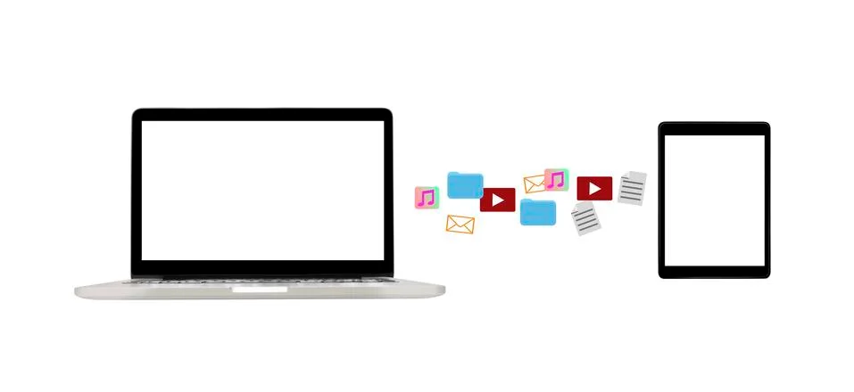 Sharing or transfering files between devices Stock Illustration