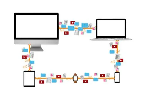 Sharing or transfering files between devices Stock Photos