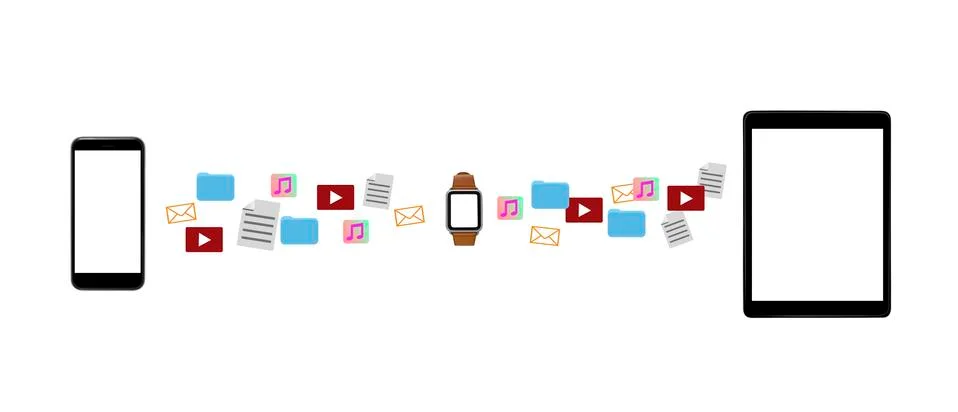 Sharing or transfering files between devices Stock Photos