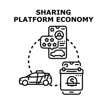 Sharing platform economy concept with digital services Stock Illustration
