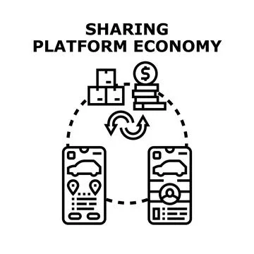 Sharing platform economy concept mobile app services Stock Illustration