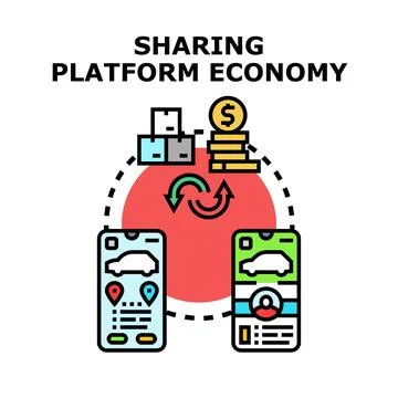 Sharing platform economy concept mobile app services Stock Illustration