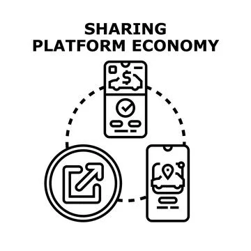 Sharing platform economy concept with mobile applications Stock Illustration