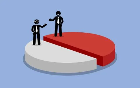 Sharing profit between two shareholders or businessman. Illustrazione stock