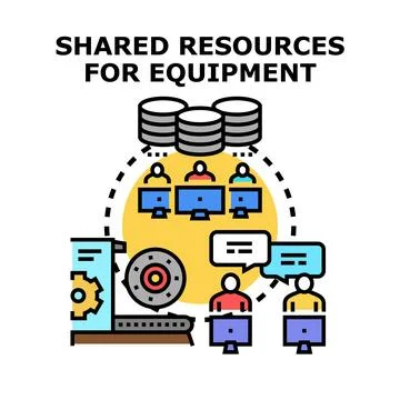 Sharing resources for equipment and teamwork collaboration 库存插图
