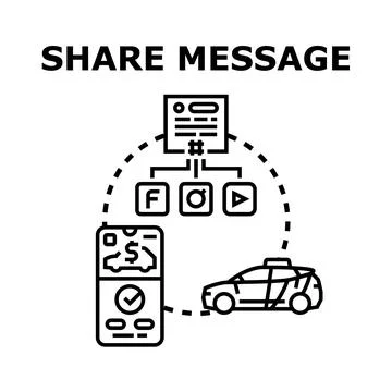 Sharing ride service message in mobile application Stock Illustration