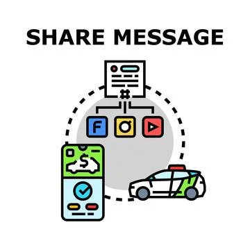Sharing ride service message in mobile application Illustration