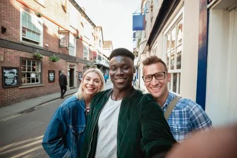 Sharing a Selfie Stockfoto's